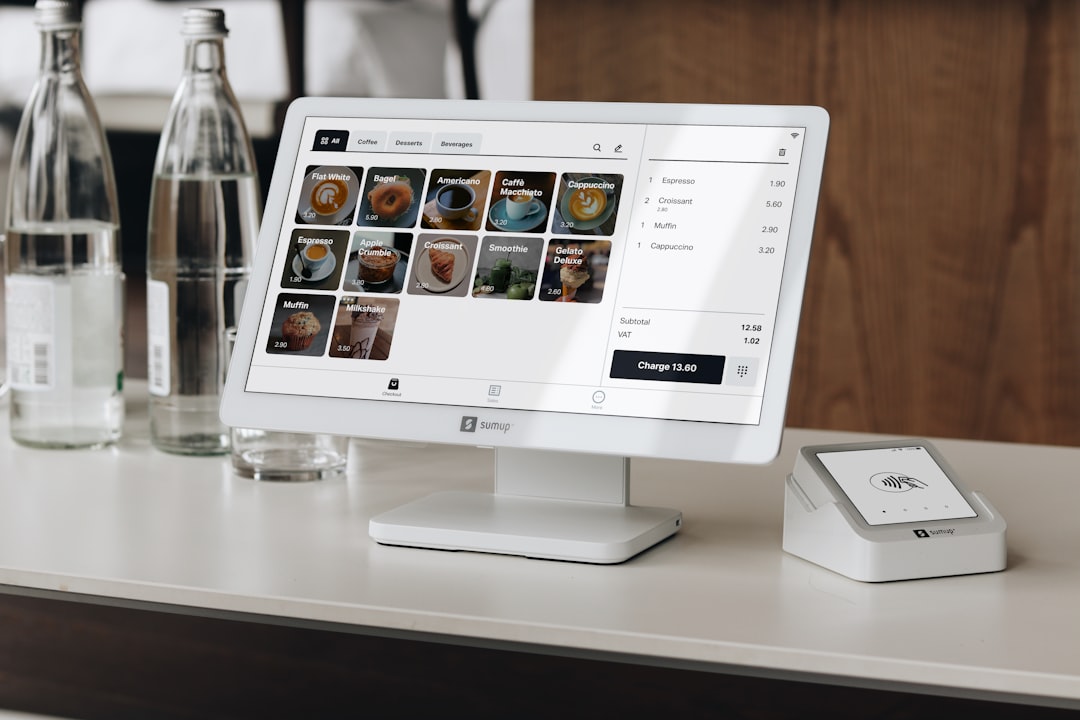 A POS system and card reader in a café setting, allowing for easy menu navigation and secure payment processing, perfect for restaurants and small businesses.
